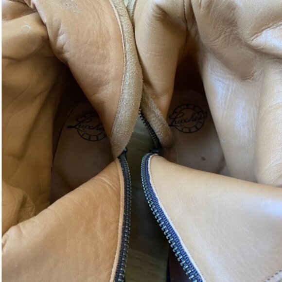 Lucchese Paige Riding Buckle Tan Leather Tall Boots 8.5 B M8500 - Picture 7 of 11